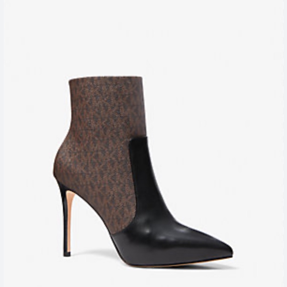 Michael Kors Black/Monogram Stiletto Ankle Boot